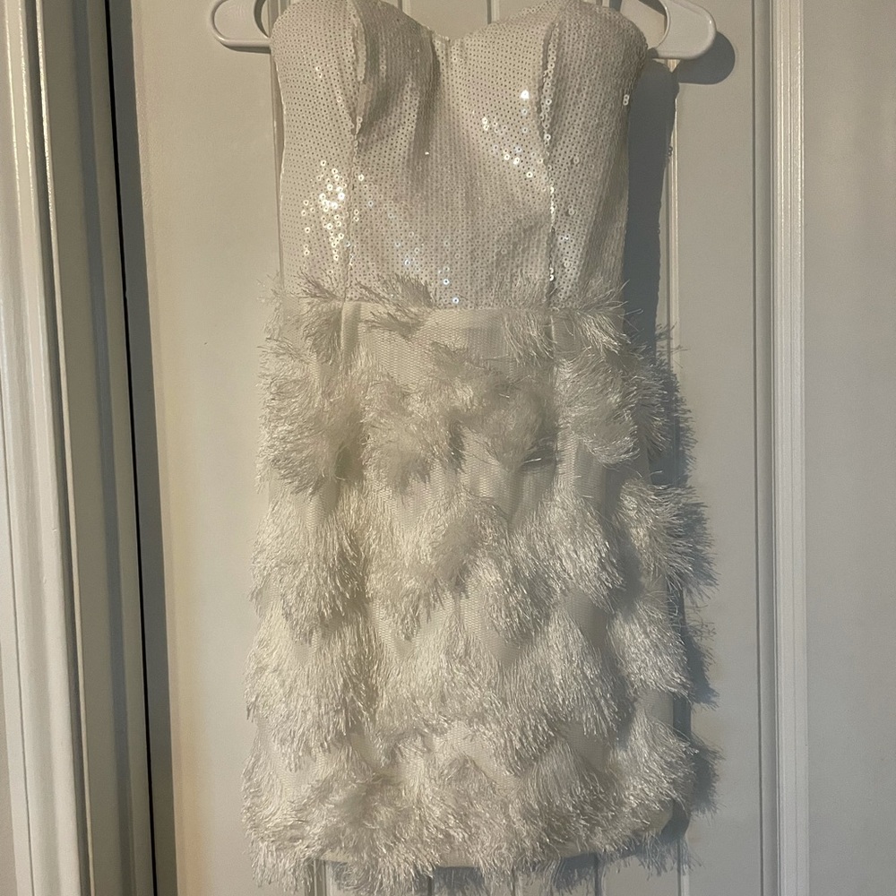 White strapless mini dress